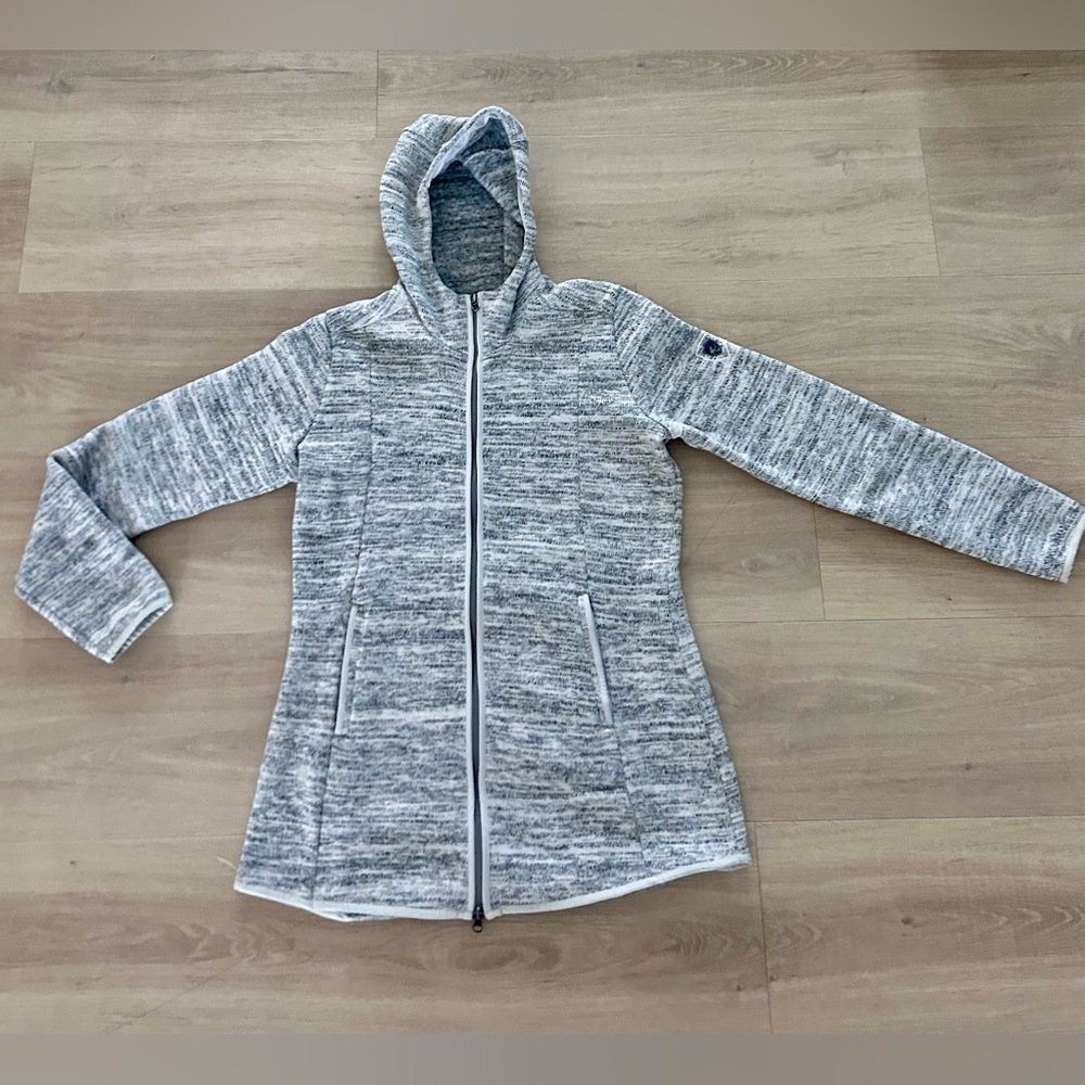 KUHL women’s long zip up fleece lined sweater size small Heather grey